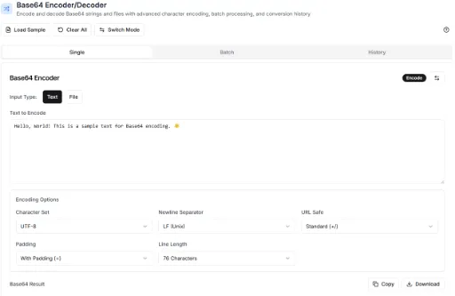 Base64 Encoder Tool - Encode and decode Base64 data