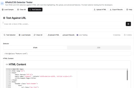 XPath Tester Tool - Test XPath expressions on HTML/XML documents